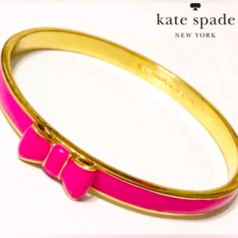 KATE SPADE "Take A Bow" Pink Gold Classic Bangle Bracelet, EUC - Picture 5 of 5